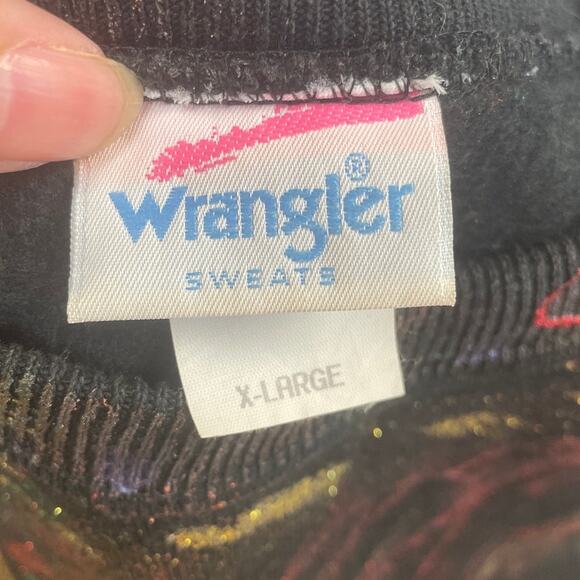 Wrangler Mens XL PolyCotton Dog & Glitter Glue Decorated Pullover Sweatshirt - Picture 5 of 5